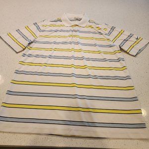 Nike Golf Polo Large White Blue Yellow Short Sleeve Shirt